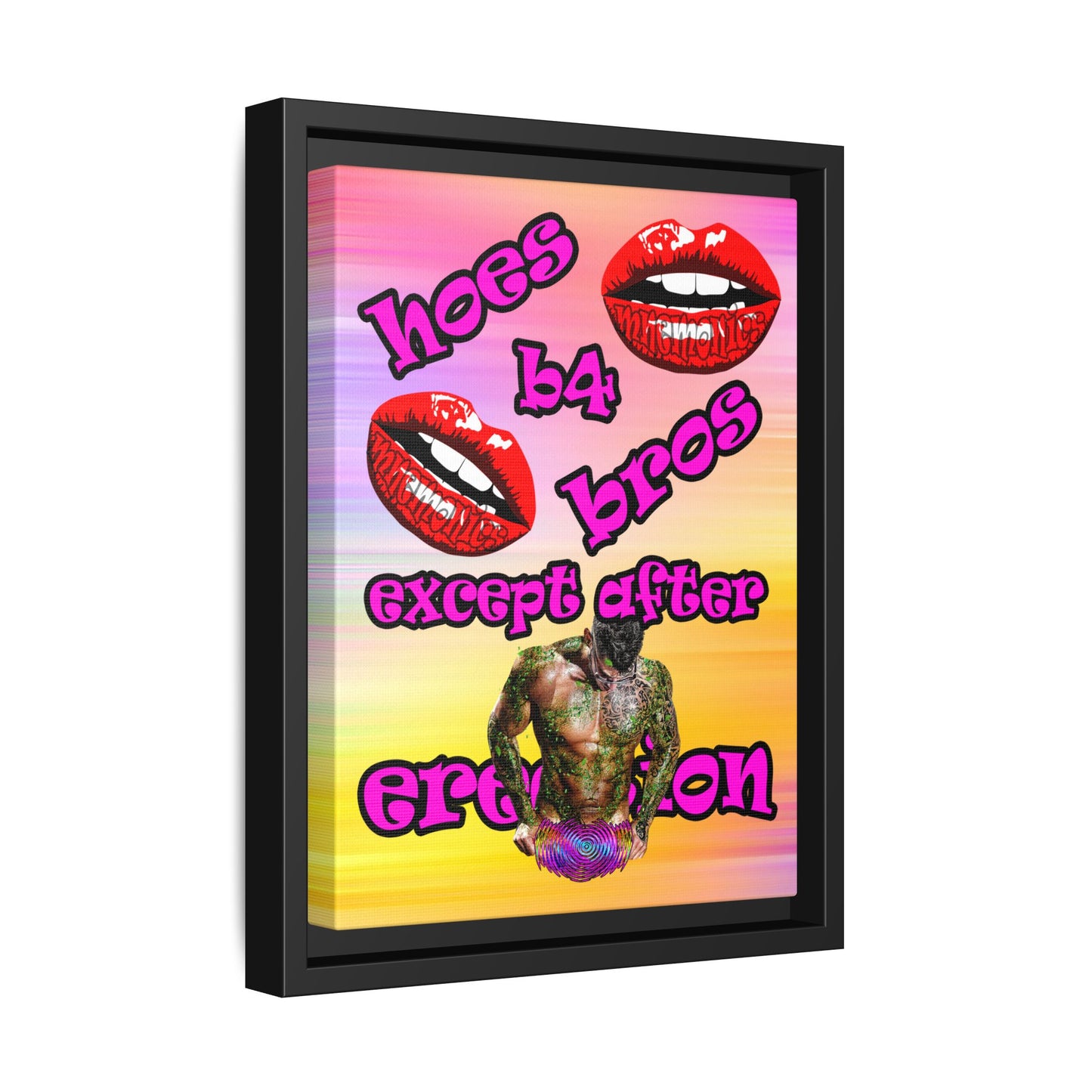 hoes b4 bros - framed canvas art (color blur)