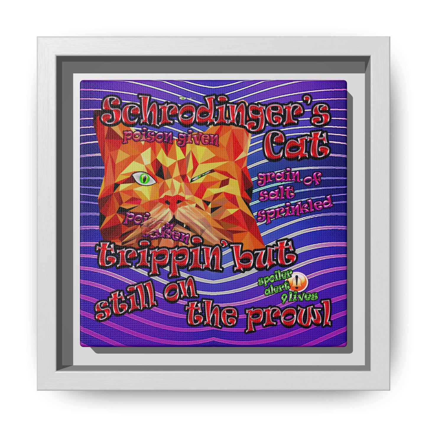 schrodinger's cat - framed canvas art (purple wave)