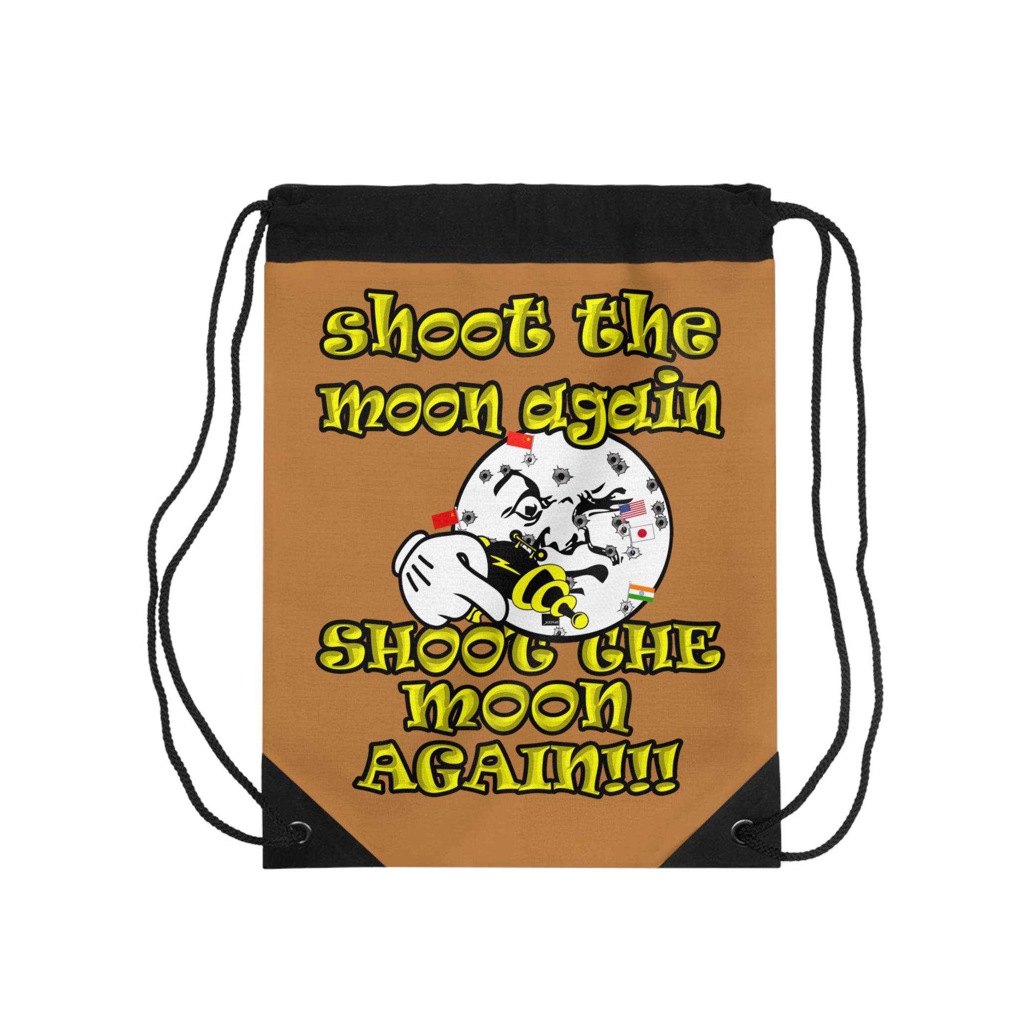 shoot the moon again - Drawstring Bag (light brown)