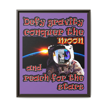 defy conquer reach - framed canvas art (light purple)