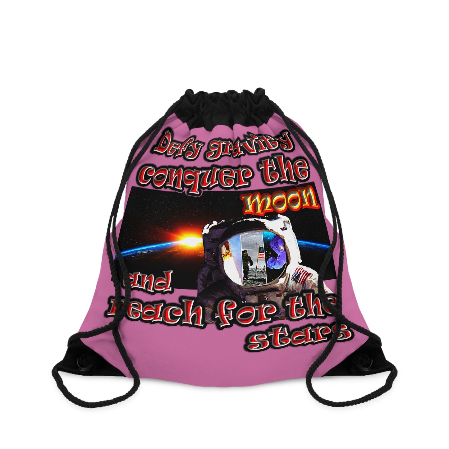 defy conquer reach - Drawstring Bag (light pink)