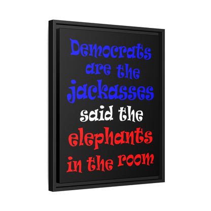 donkeys and elephants - framed canvas art (black)