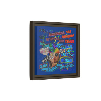 drop the beat - framed canvas art (dark blue)