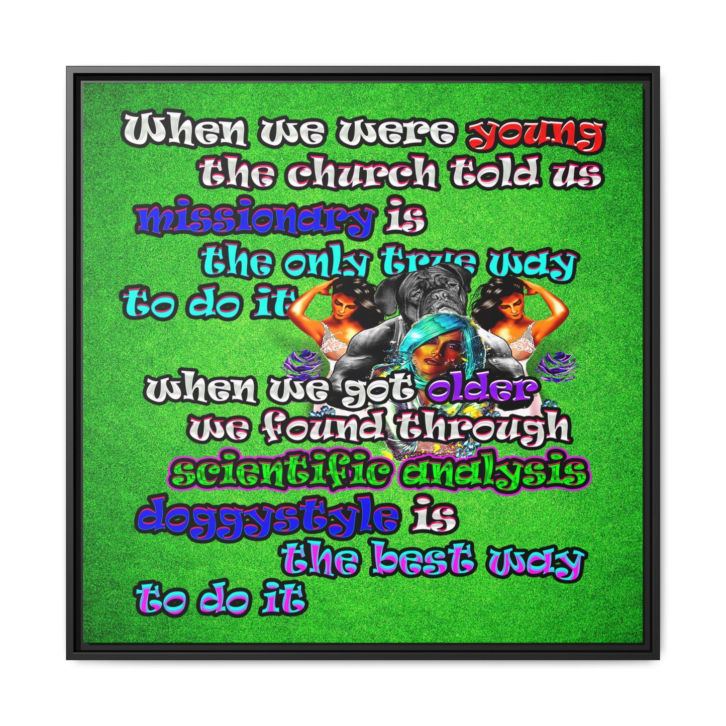 doggystyle - framed canvas art (green turf)