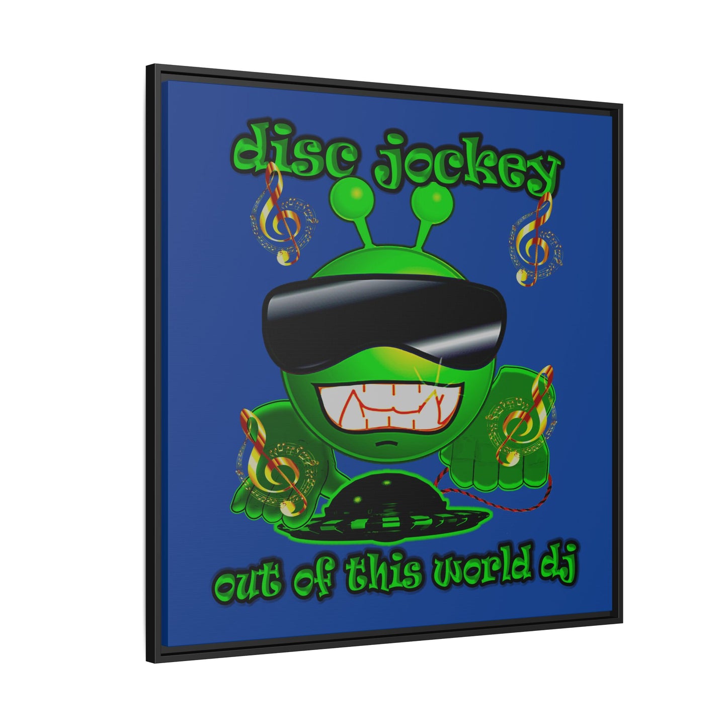disc jockey - framed canvas art (dark blue)