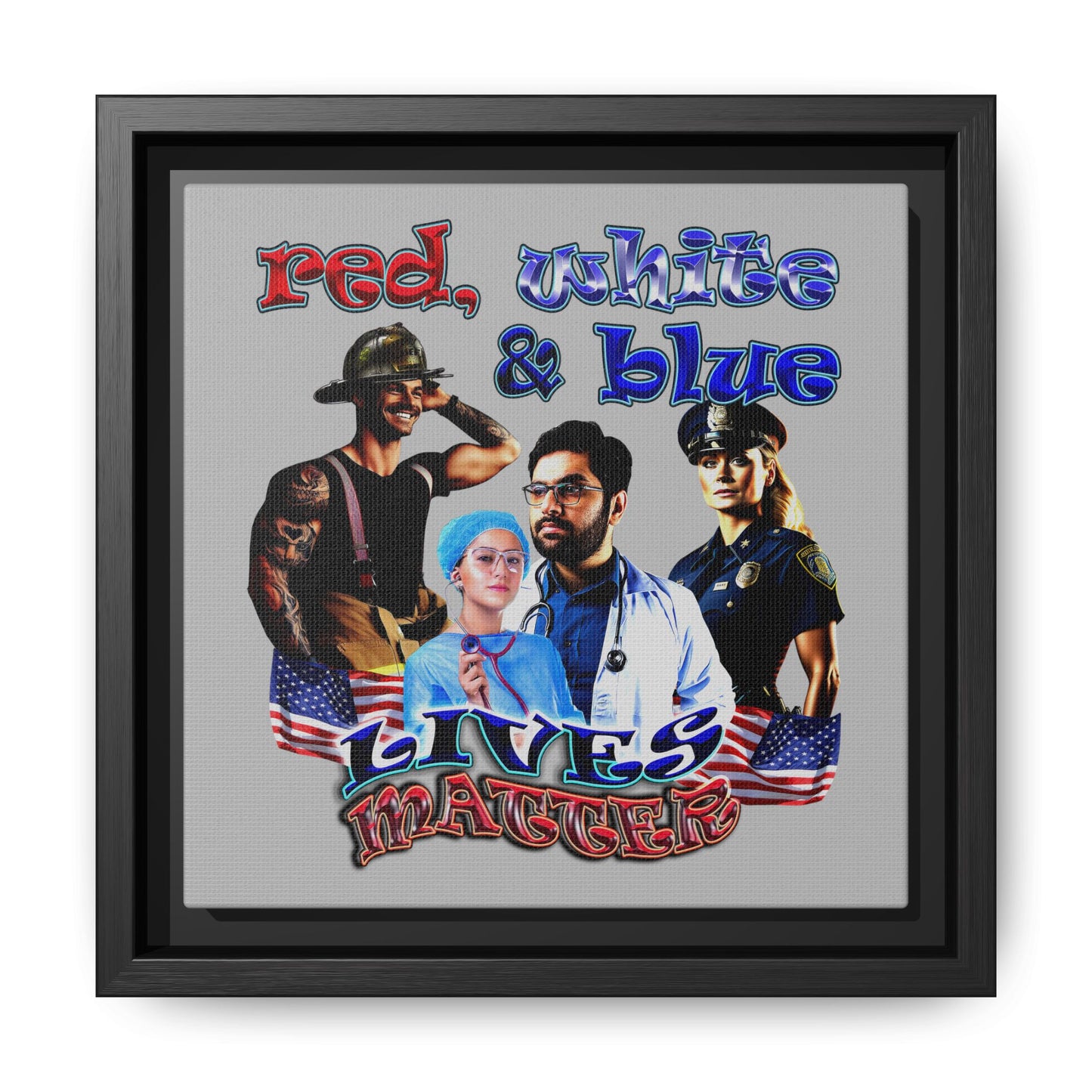 rw&b lives matter - framed canvas art (light grey)