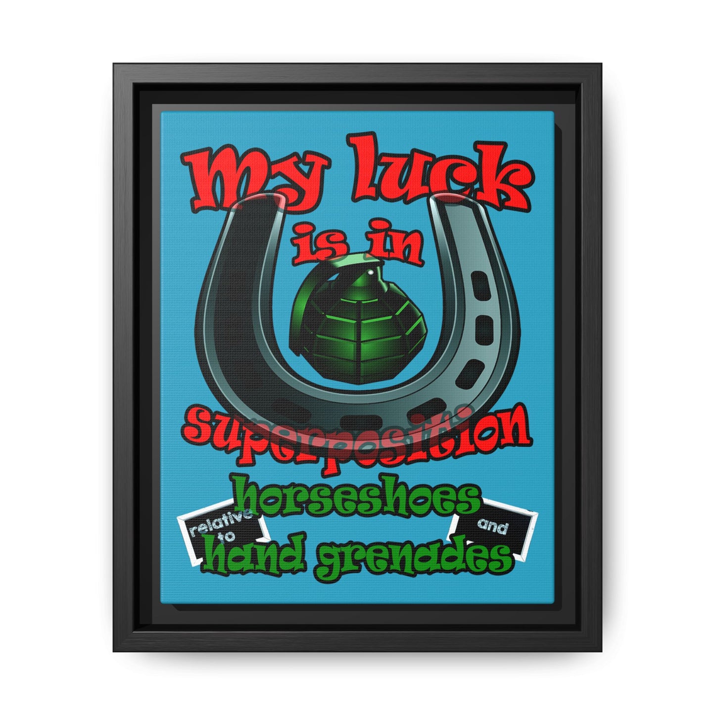my luck - framed canvas art (turquoise)
