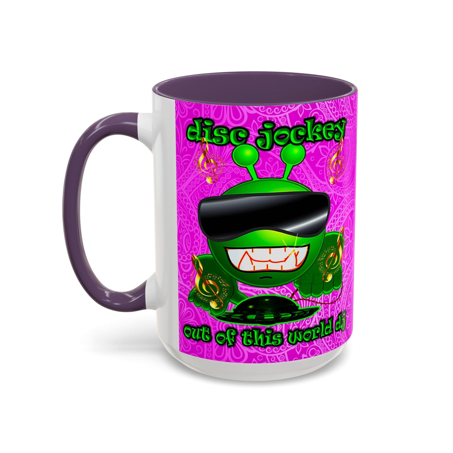 disc jockey - Accent Mug (pink swirl)