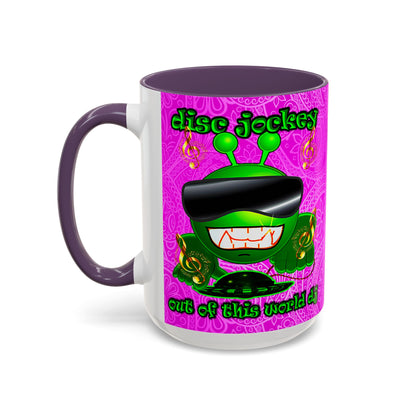 disc jockey - Accent Mug (pink swirl)