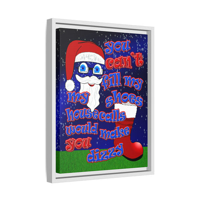 santa's shoes - framed canvas art ('snoops' background)