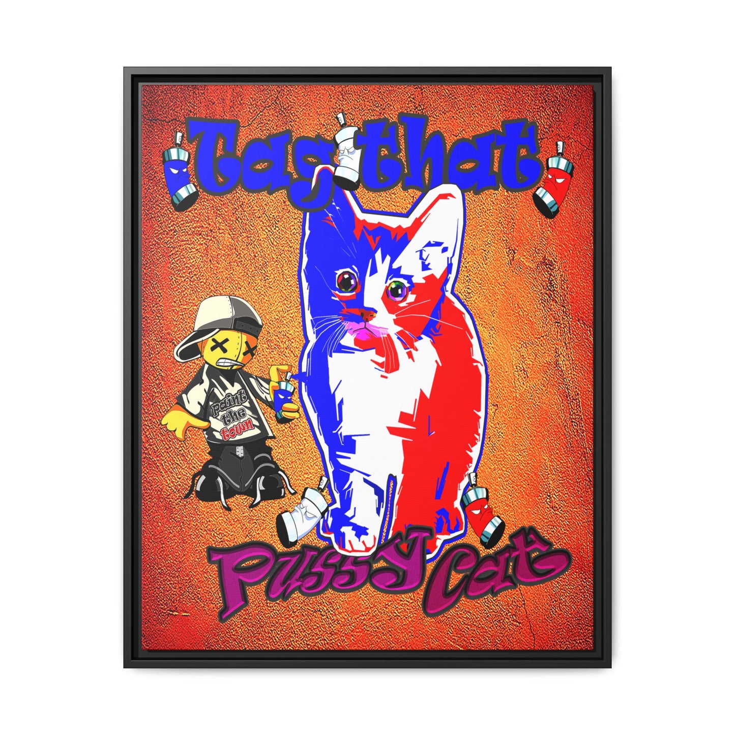 tag that - framed canvas art (burnt orange)