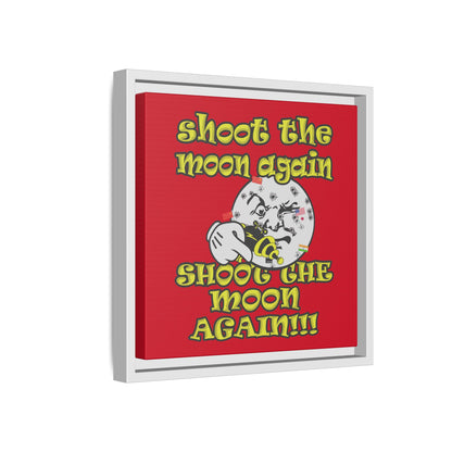 shoot the moon again - framed canvas art (dark red)