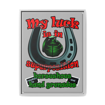 my luck - framed canvas art (light grey)