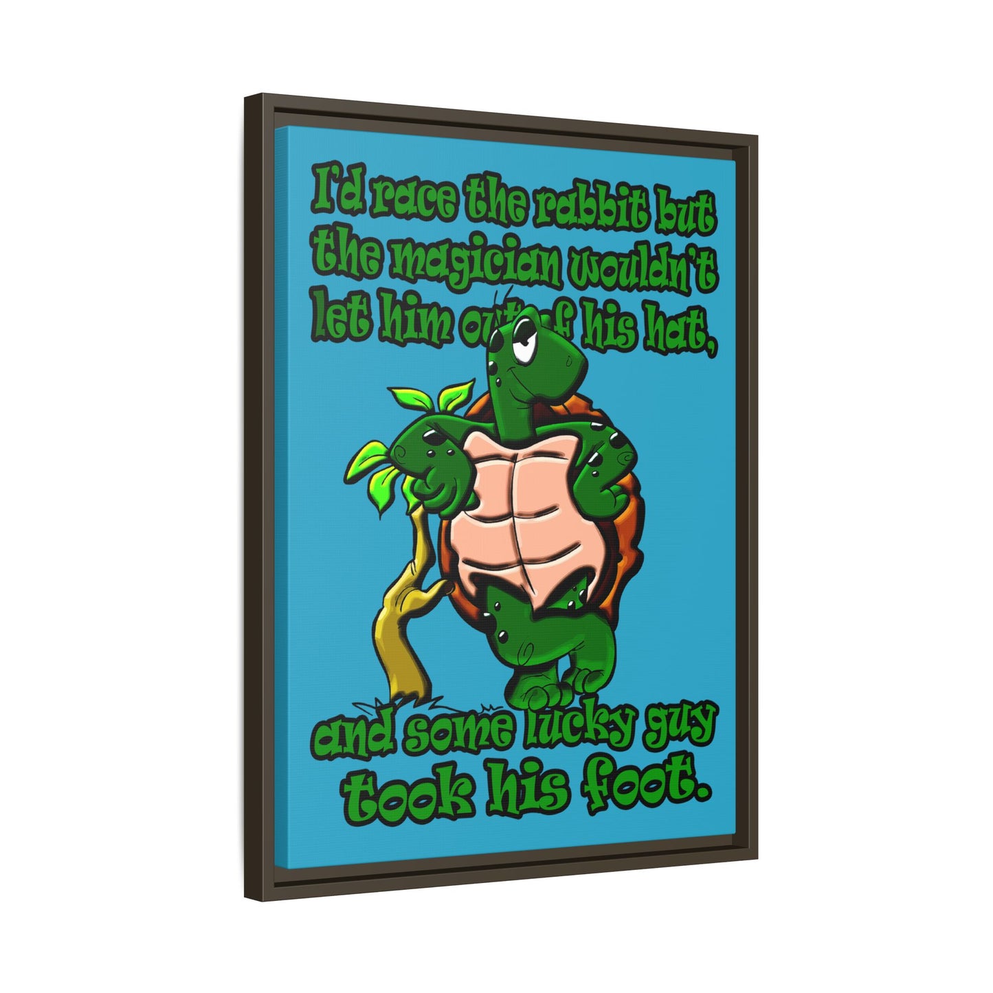 turtle race - framed canvas art (turquoise)