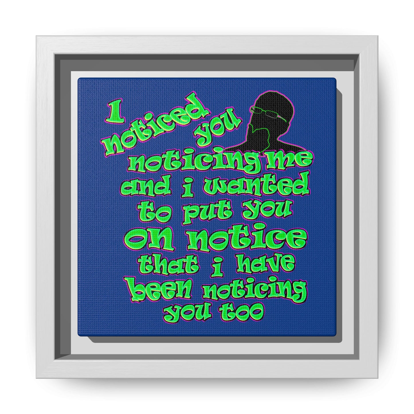 noticed you noticing - framed canvas art (dark blue)