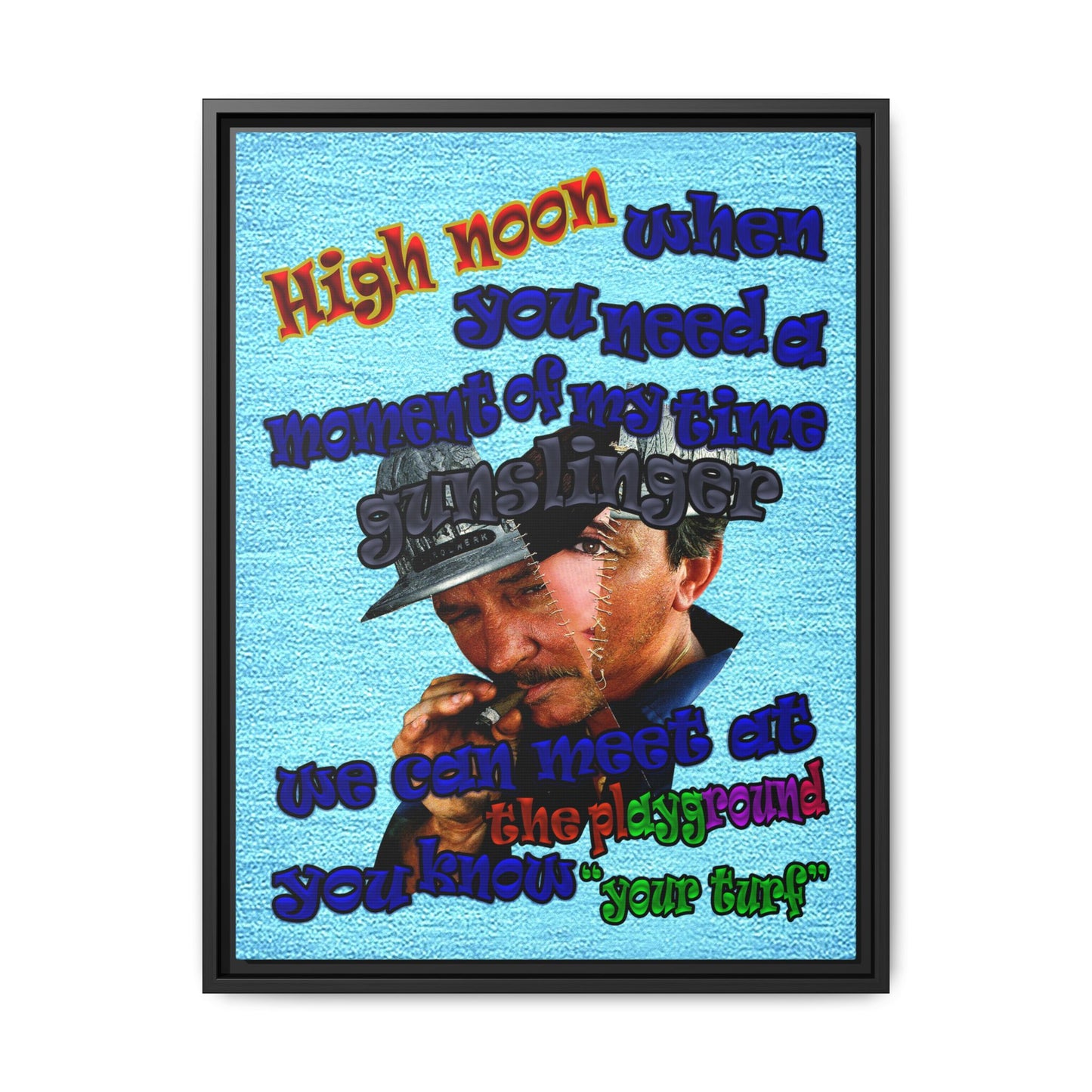 high noon - framed canvas art (faded blue)