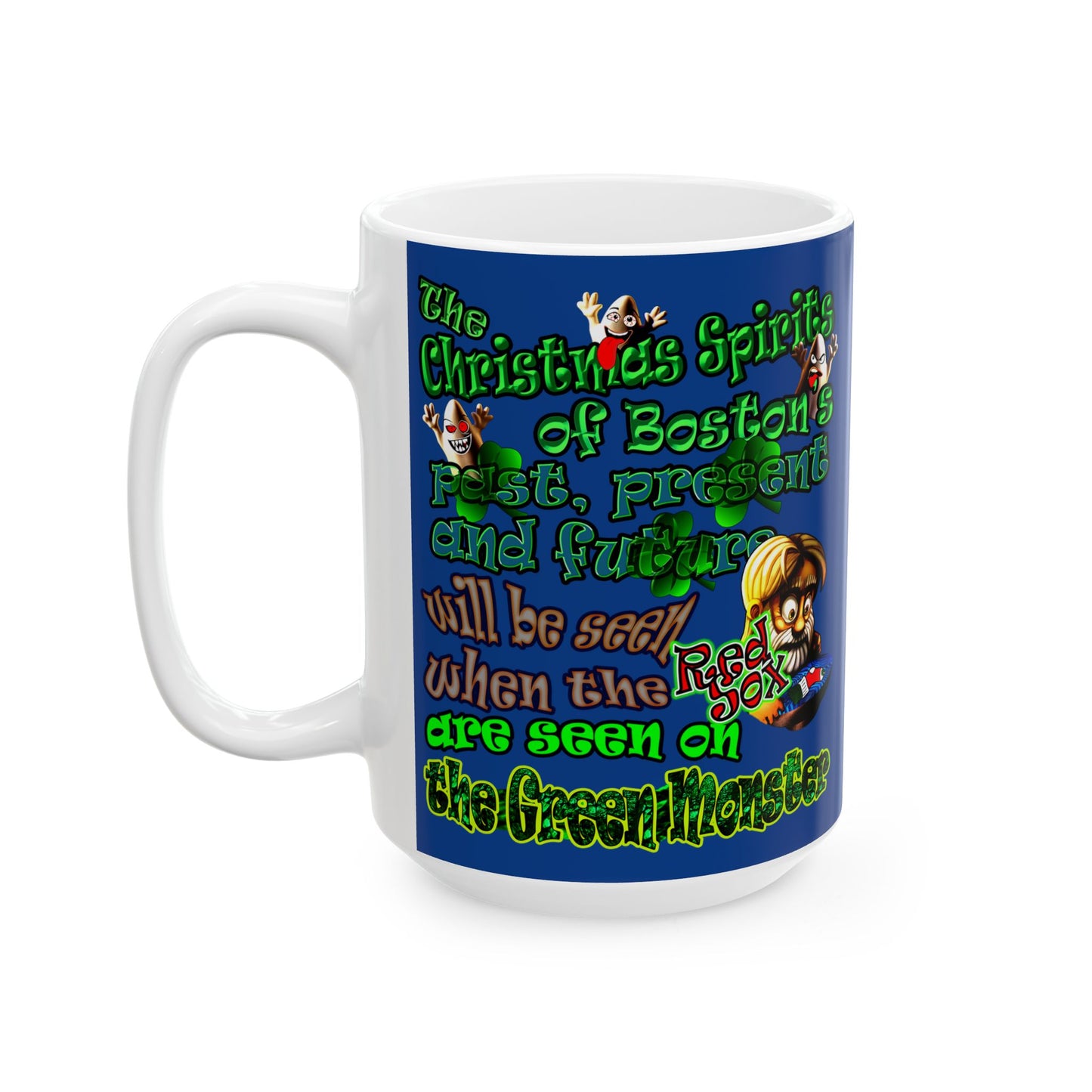 christmas spirits of boston - White Mug (dark blue)