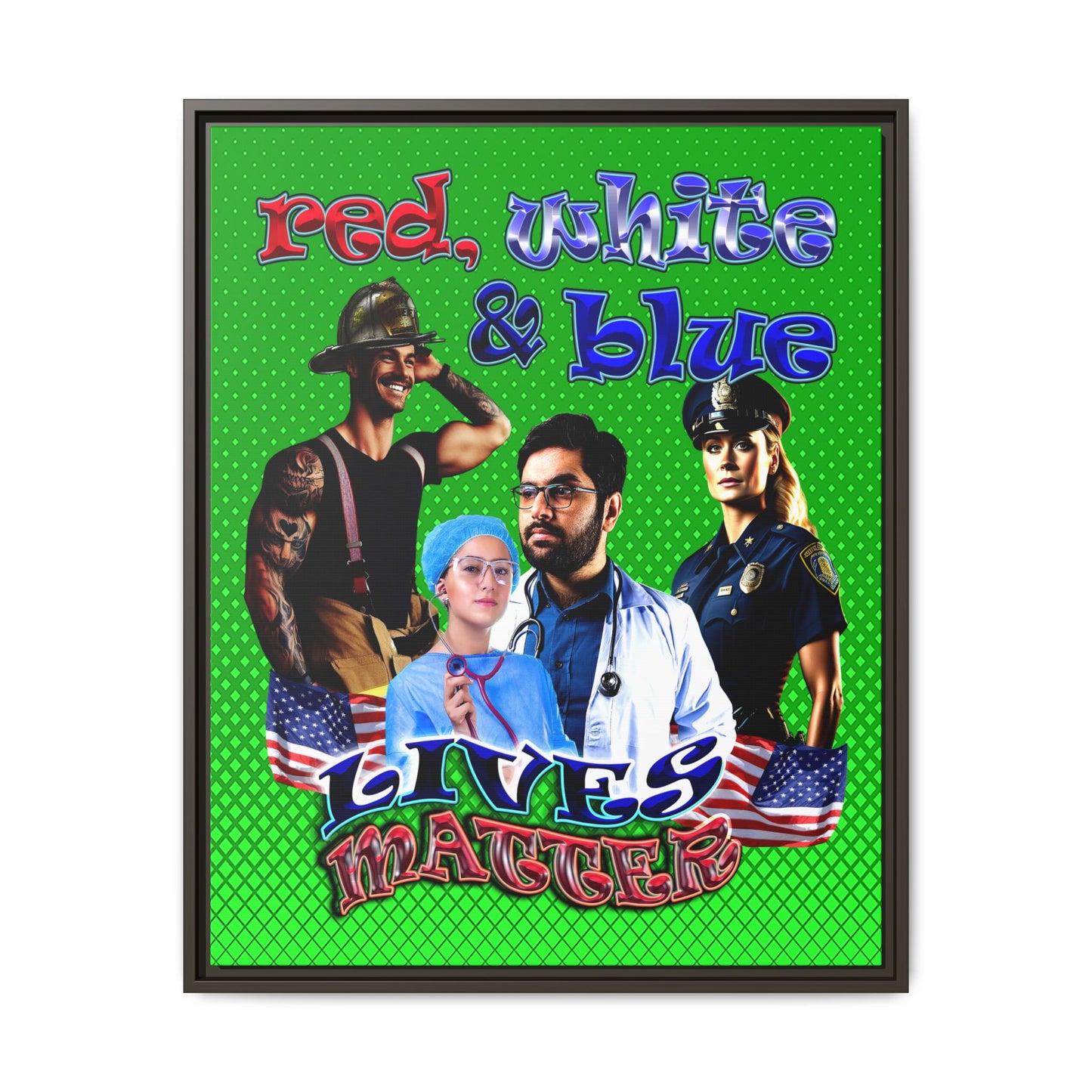 rw&b lives matter - framed canvas art (logo green)