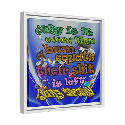 the bum's shit - framed canvas art (blue-white wave)