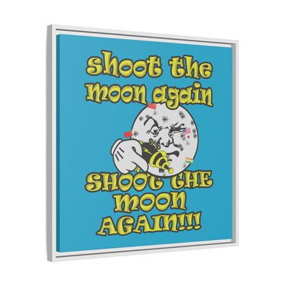 shoot the moon again - framed canvas art (turquoise)