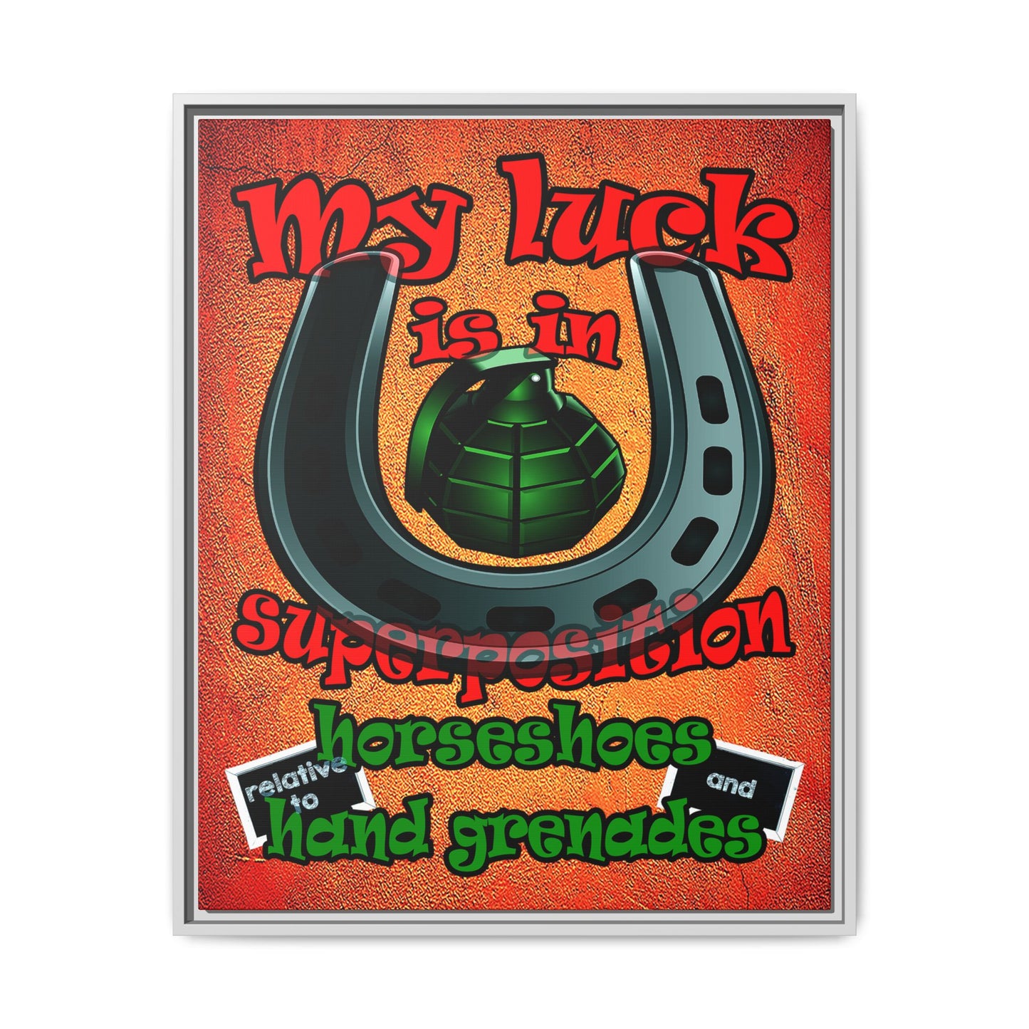 my luck - framed canvas art (burnt orange)
