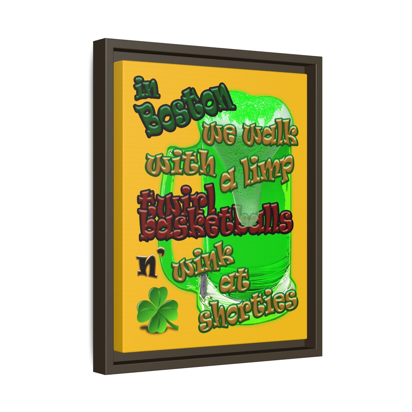 celtics logo - framed canvas art (yellow)