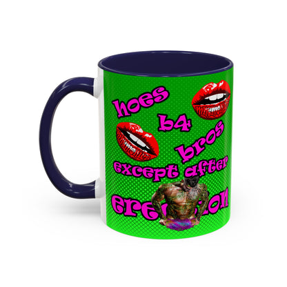 hoes b4 bros - Accent Mug (logo green)