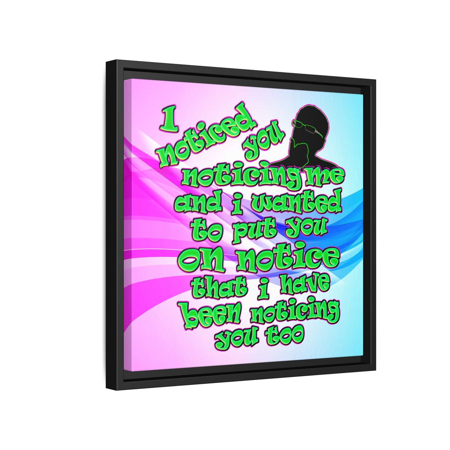 noticed you noticing - framed canvas art (light blue-pink wave)