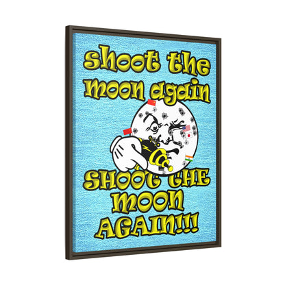 shoot the moon again - framed canvas art (faded blue)
