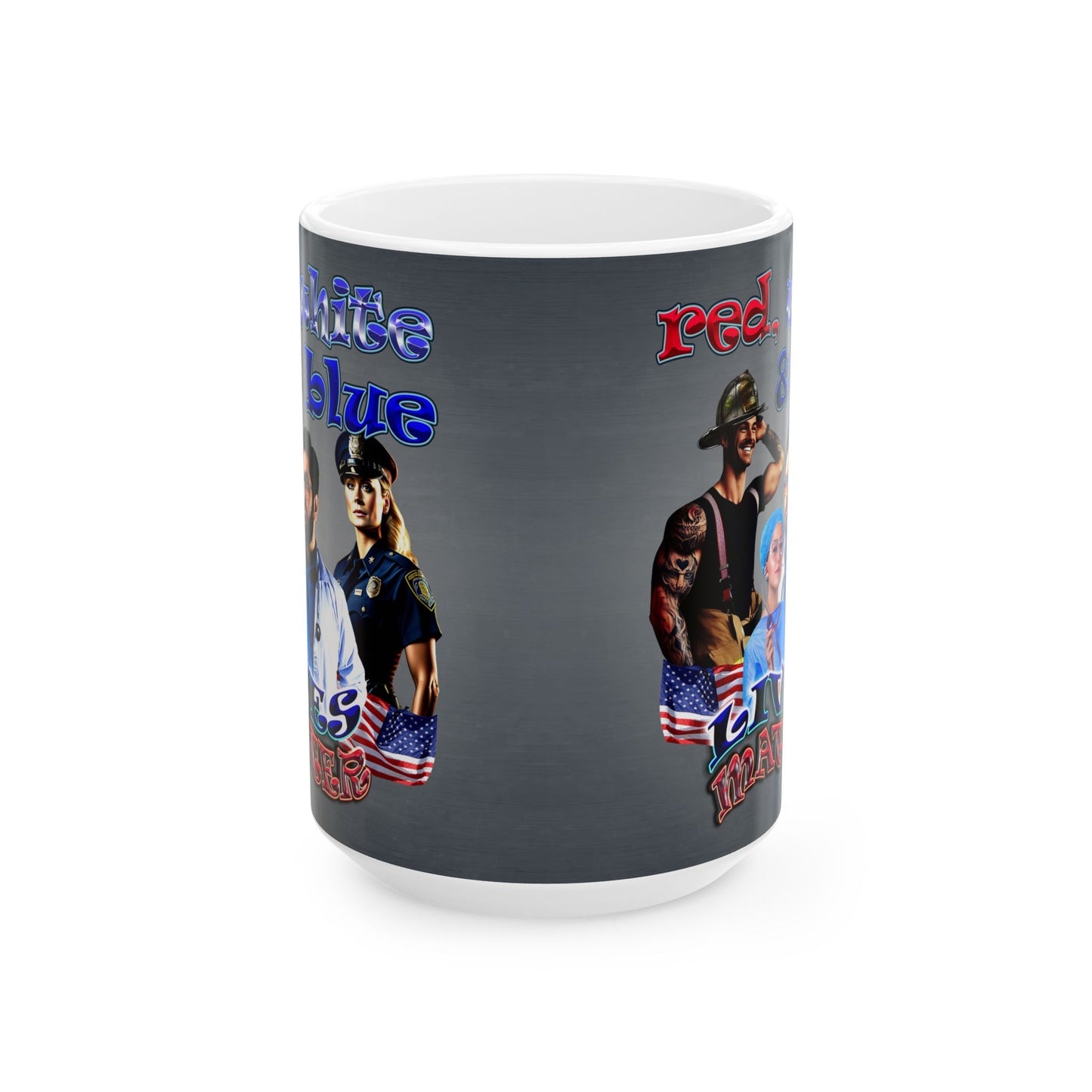 rw&b lives matter - White Mug (grey-light grey)