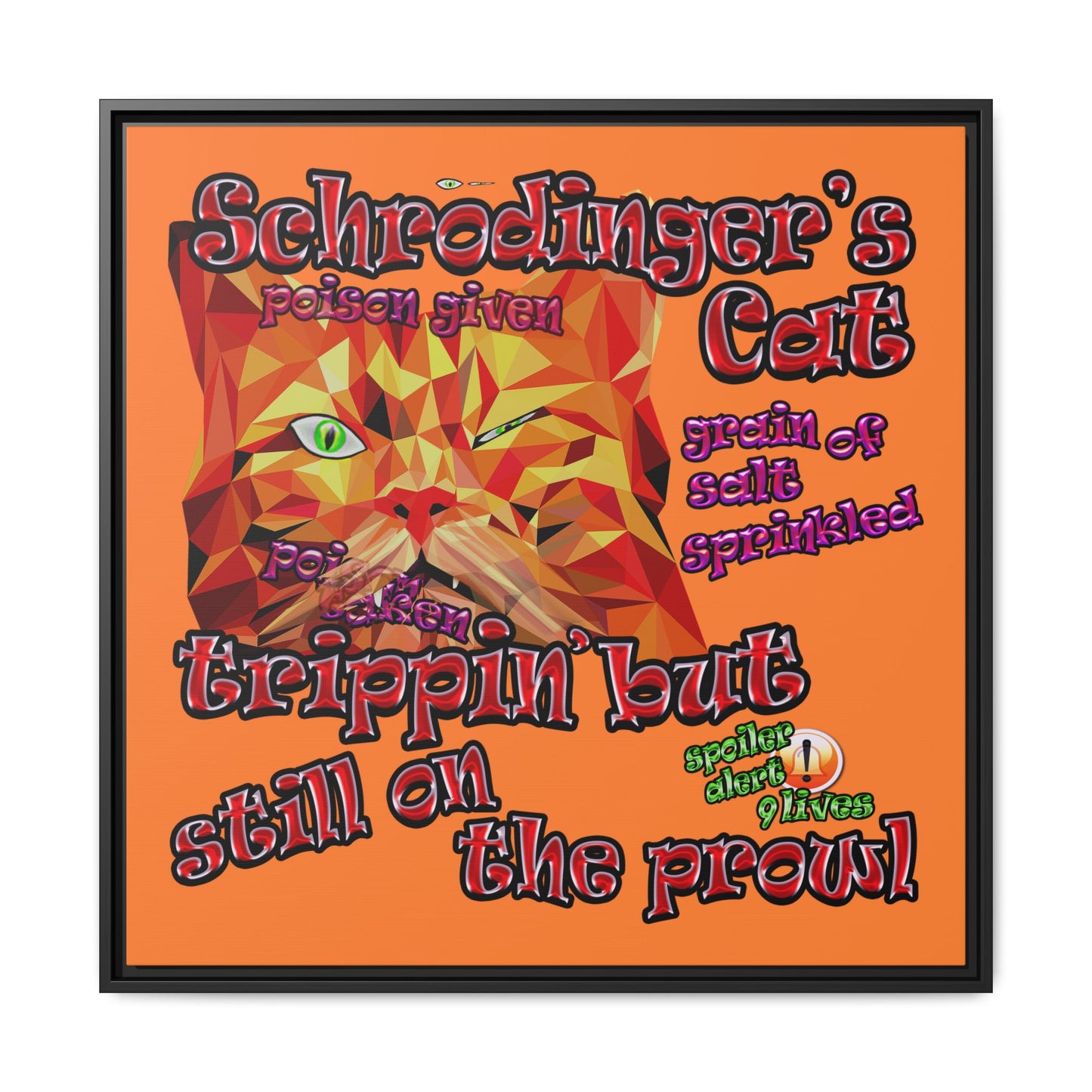 schrodinger's cat - framed canvas art (crusta)