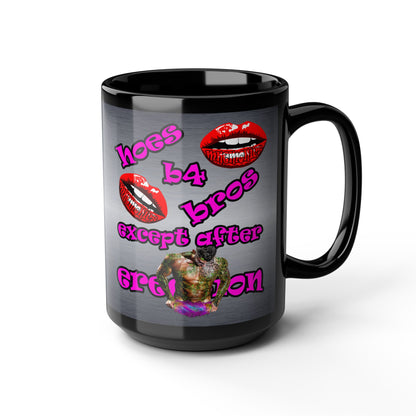 hoes b4 bros - Black Mug (brushed  nickel)
