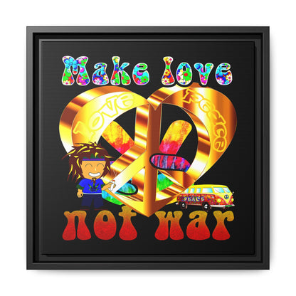 love peace - framed canvas art (black)