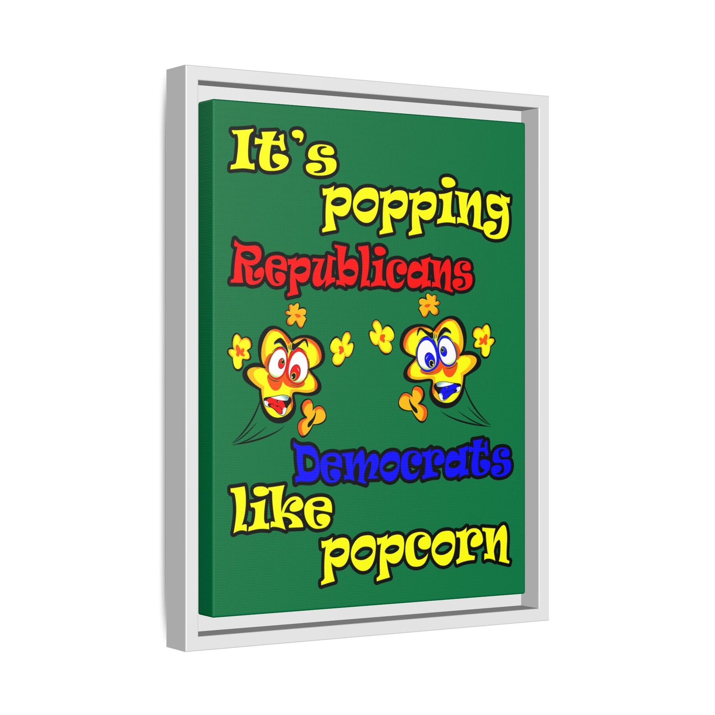 popping like popcorn - framed canvas art (dark green)