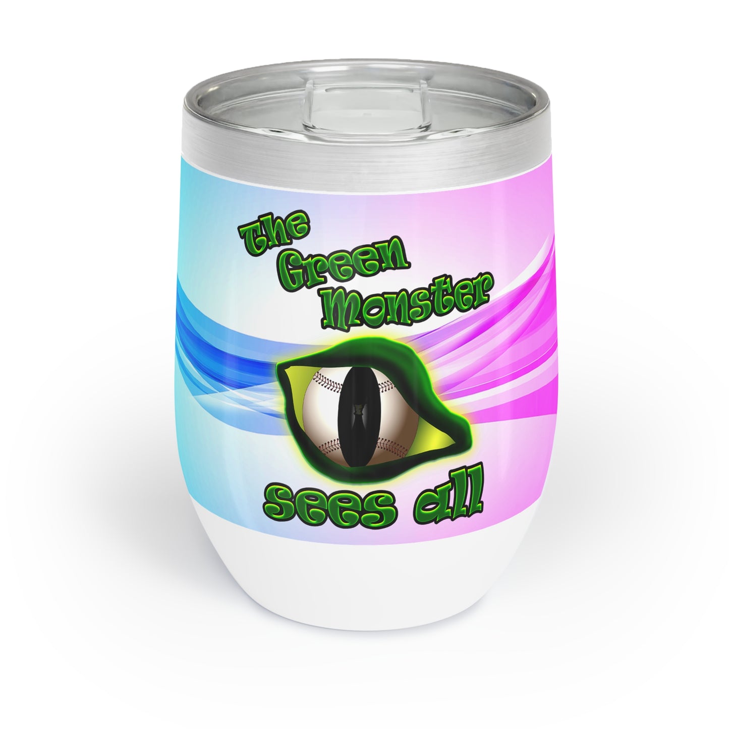 green monster - Chill Wine Tumbler (light blue-pink wave)