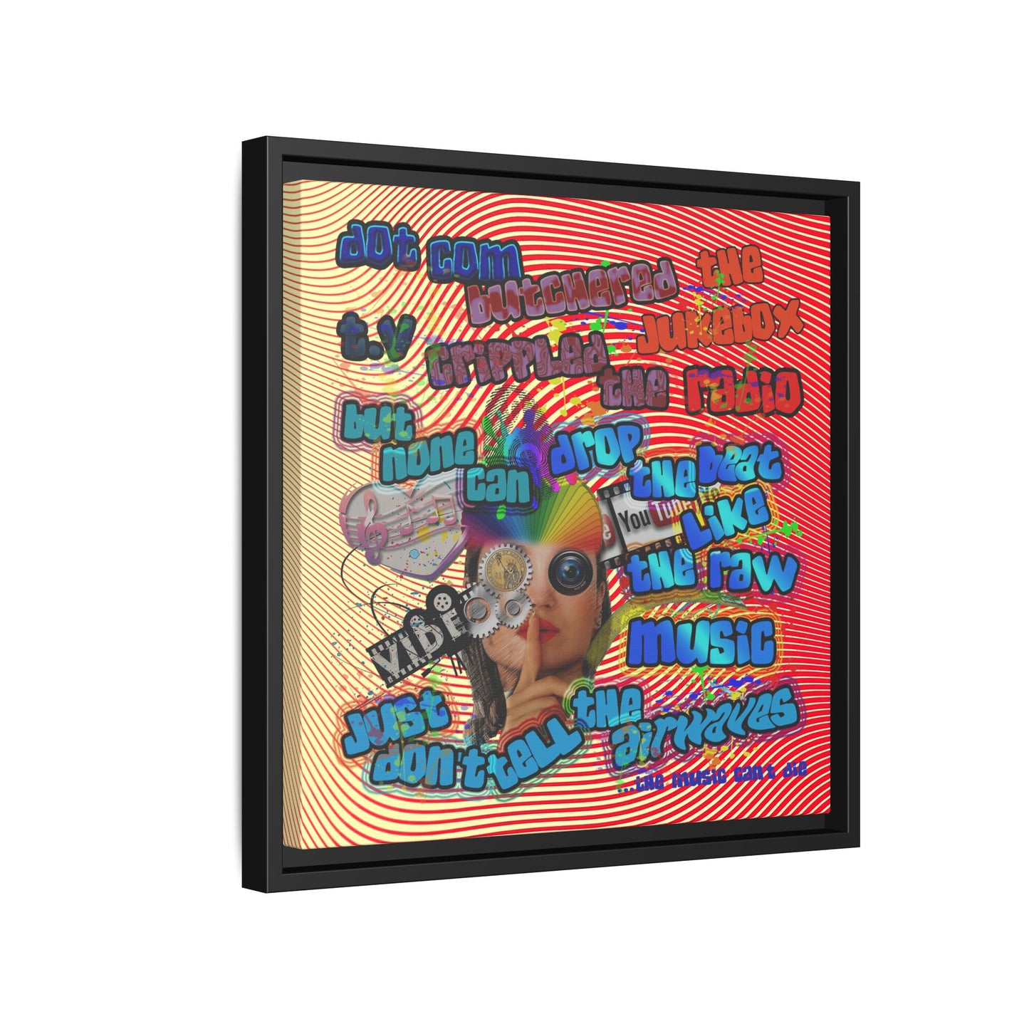 drop the beat - framed canvas art (yellow-orange wave)