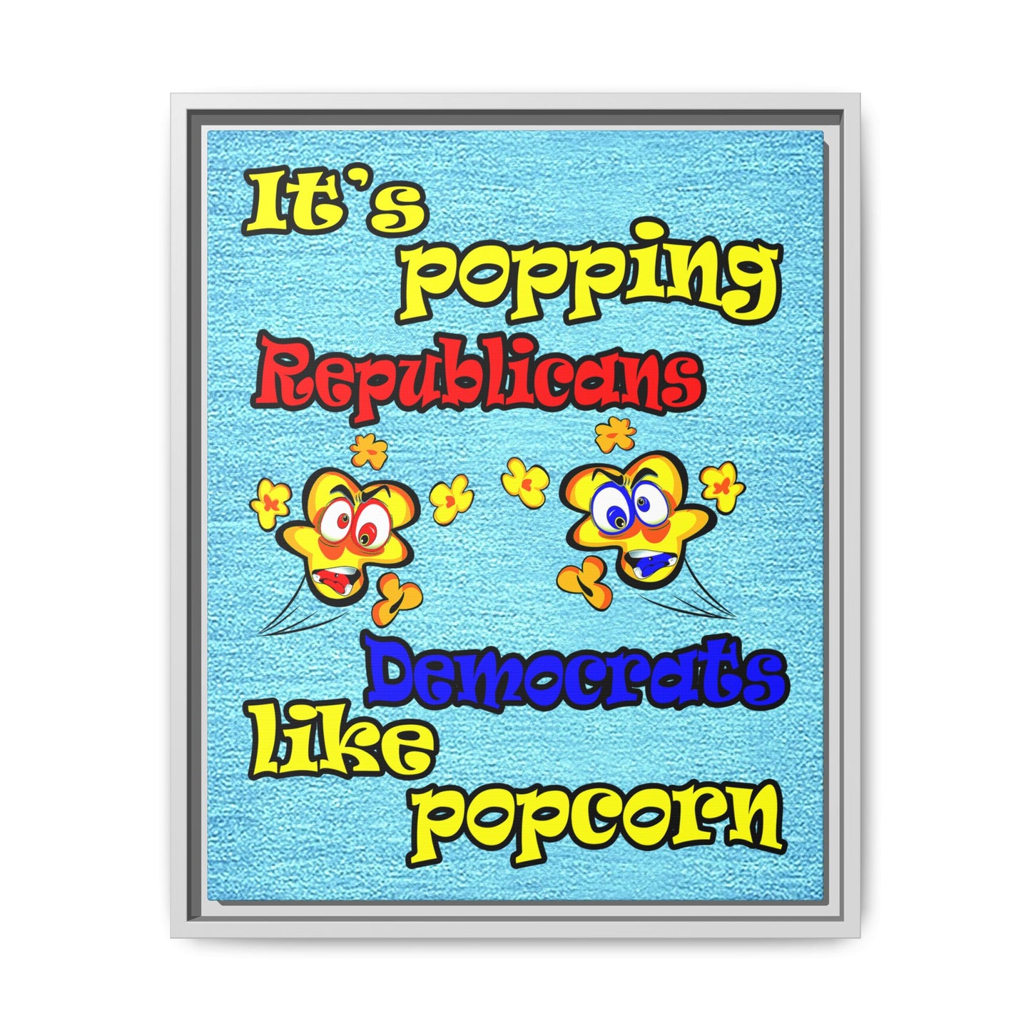 popping like popcorn - framed canvas art (faded dark blue)
