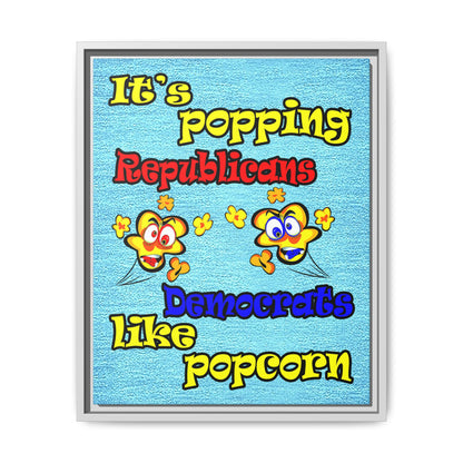 popping like popcorn - framed canvas art (faded dark blue)