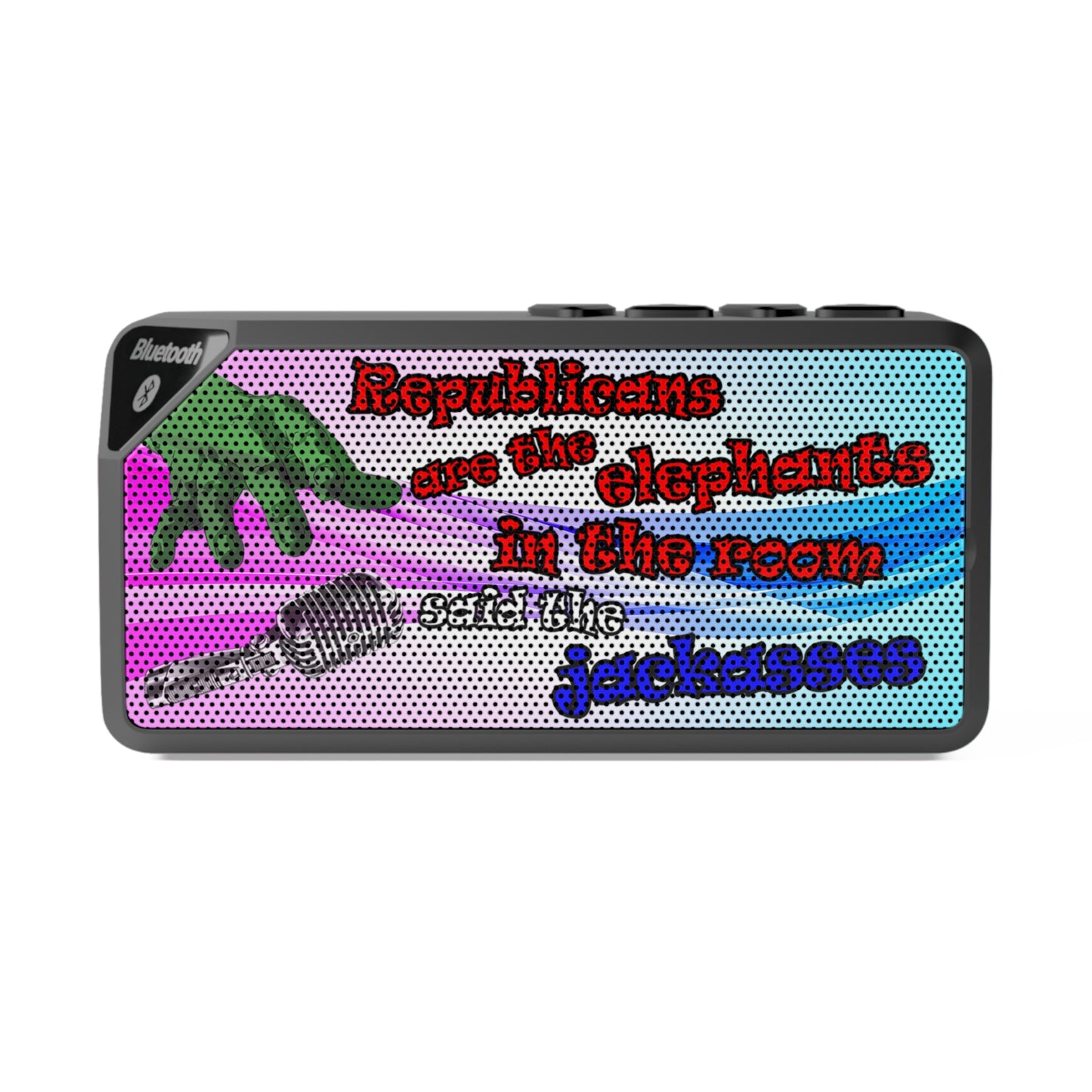 donkeys and elephants - Jabba Bluetooth Speaker (light blue-pink wave)