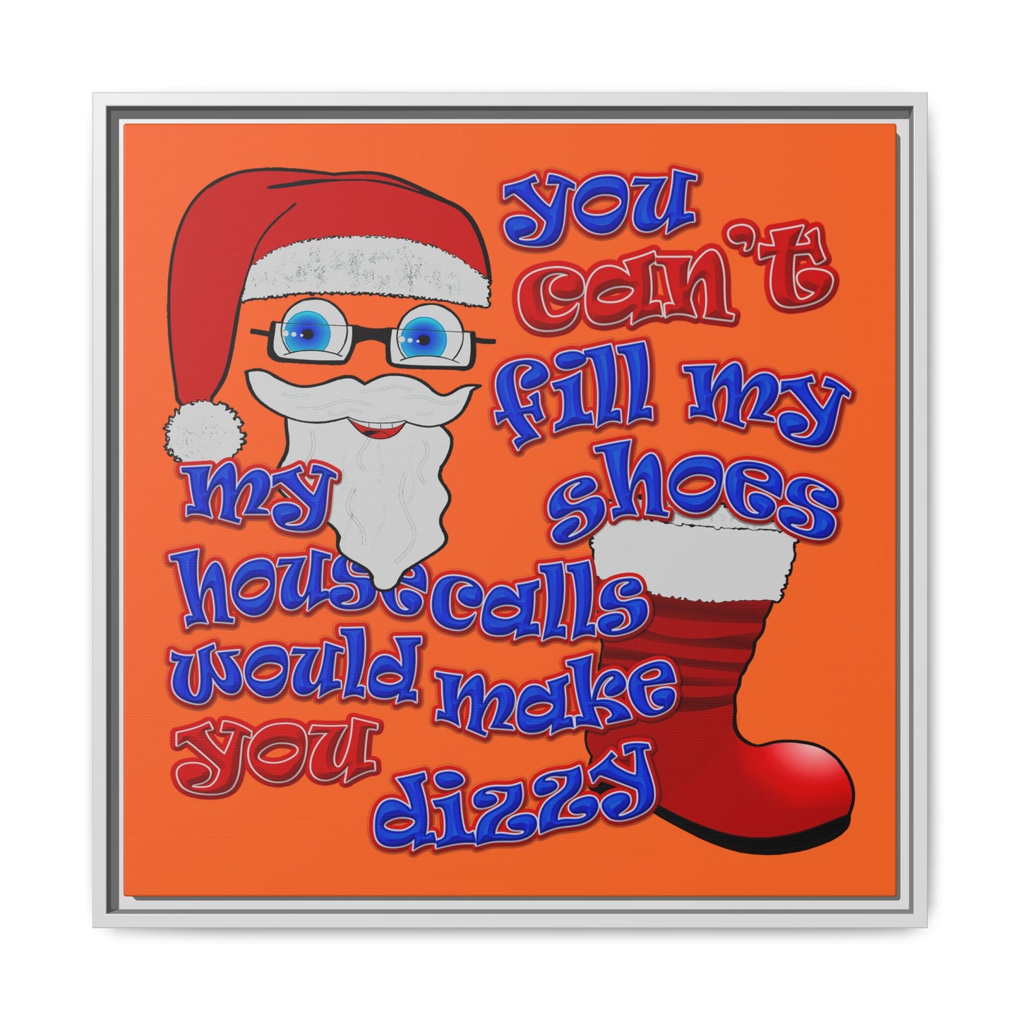 santa's shoes - framed canvas art (orange)
