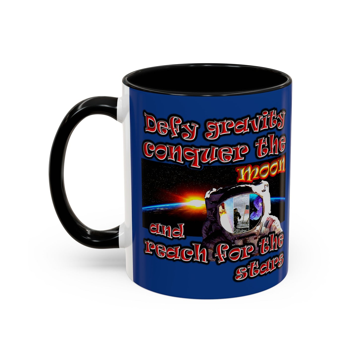 defy conquer reach - Accent Mug (dark blue)