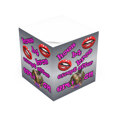 hoes b4 bros - note cube (brushed nickel)