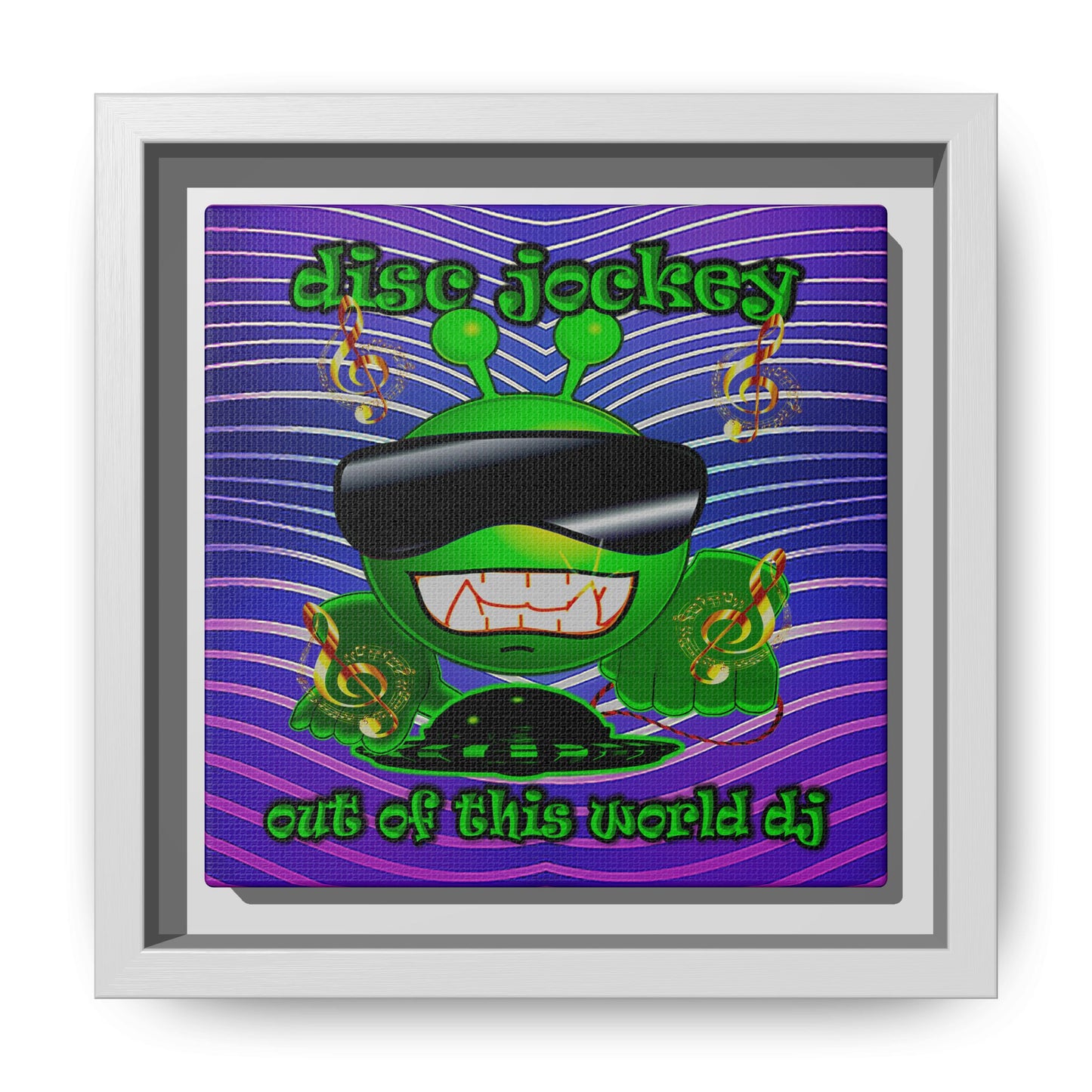 disc jockey - framed canvas art (purple wave)