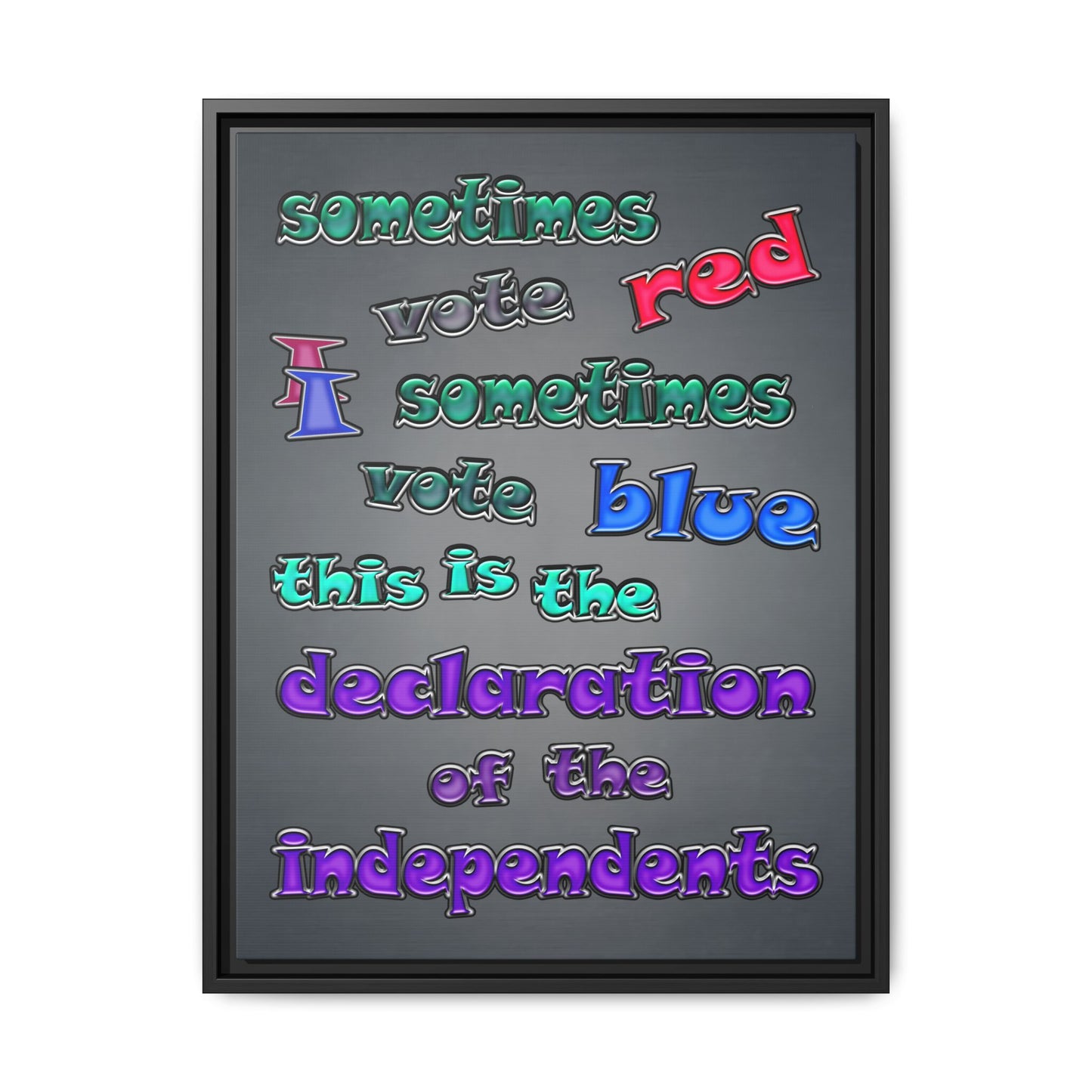 declaration of the independents - framed canvas art (grey-light grey)