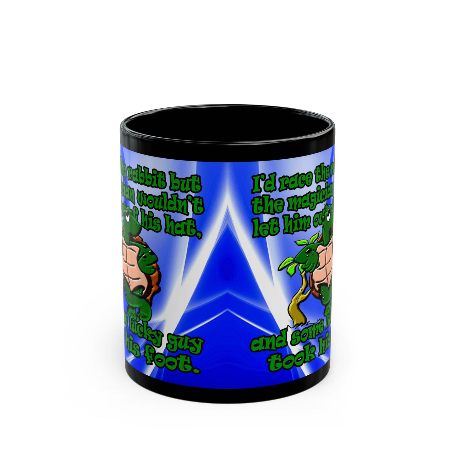 turtle race - Black Mug (blue-white wave)