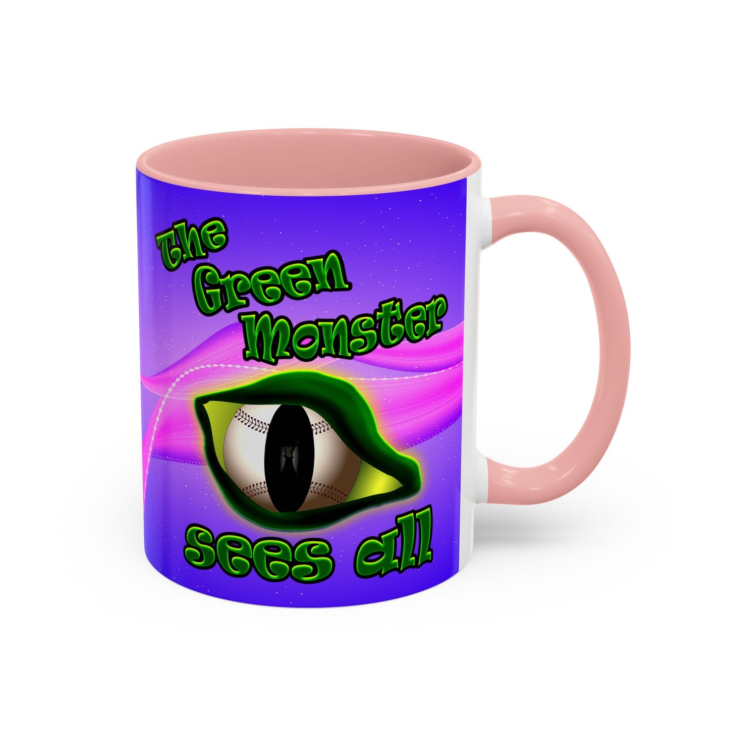 green monster - Accent Mug (purple-pink wave)