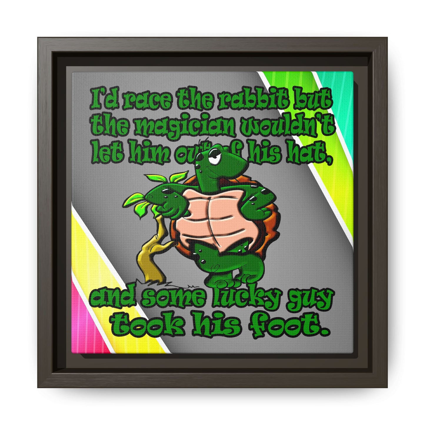 turtle race - framed canvas art (rainbow split)