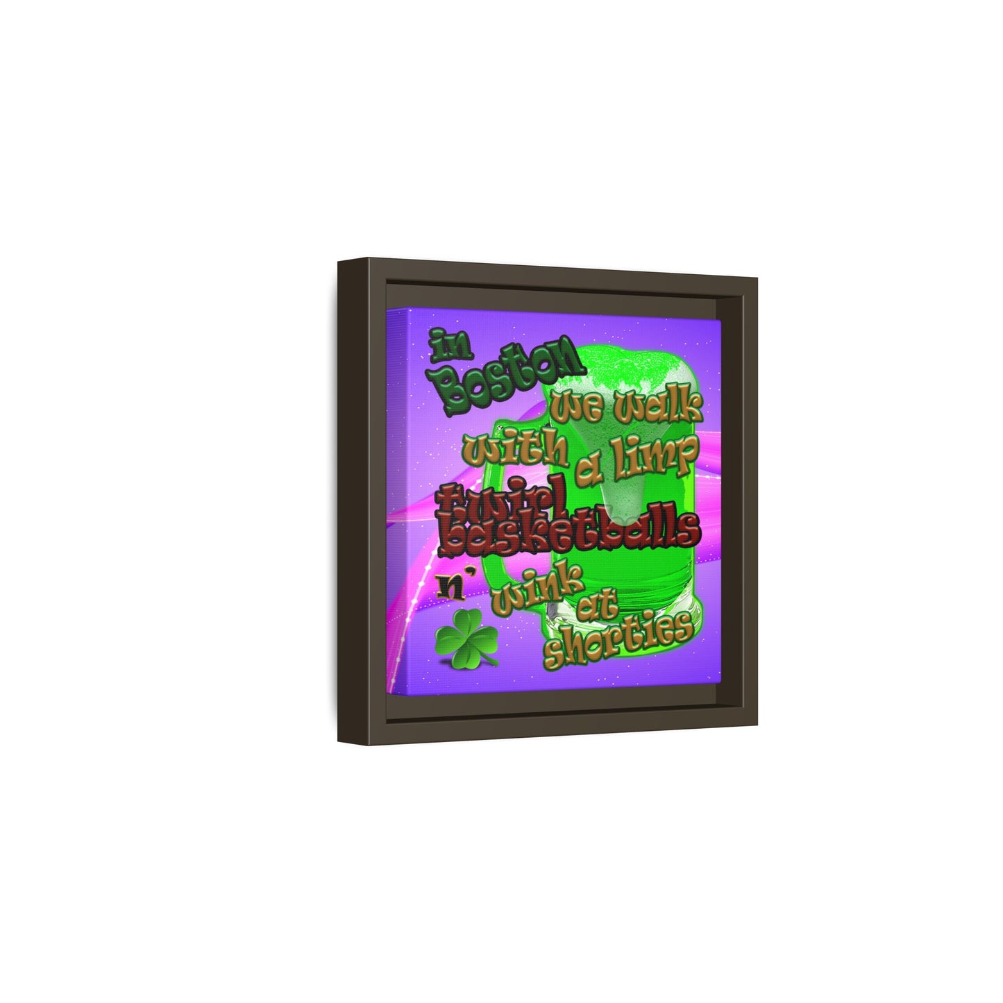 celtics logo - framed canvas art (purple-pink wave)