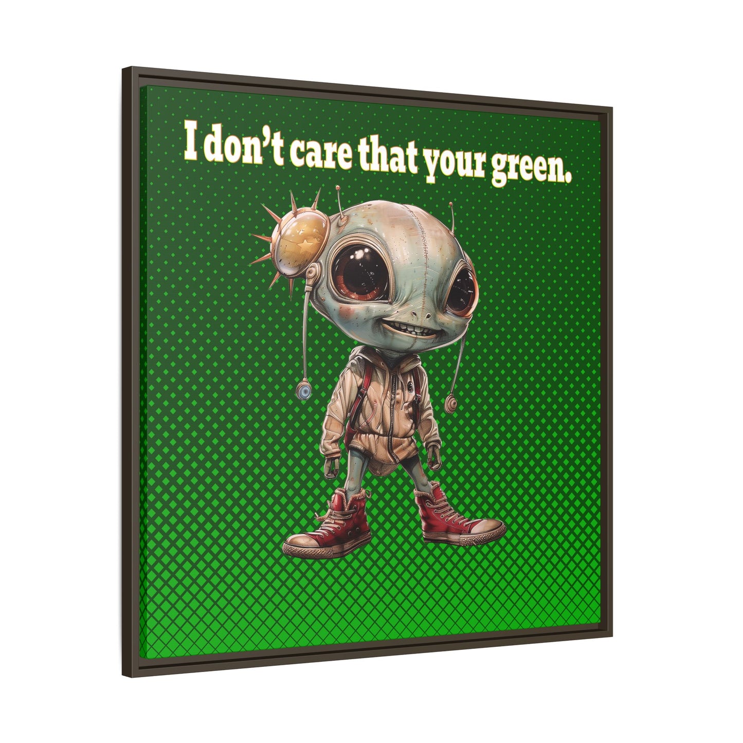 I don't care that your green - framed canvas art (logo green)