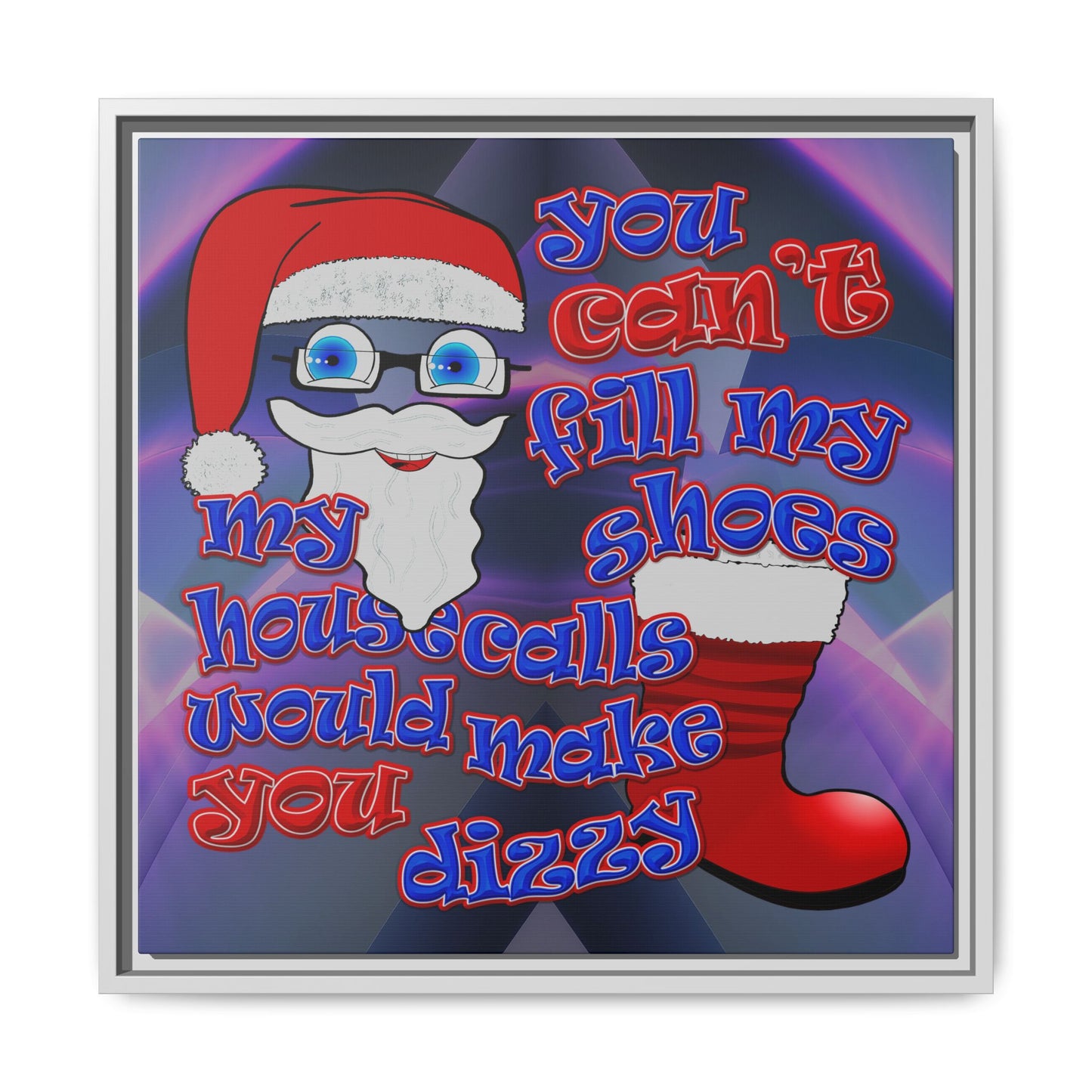 santa's shoes - framed canvas art (grey-pink wave)